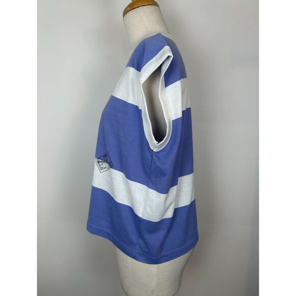 Vintage ESPRIT SPORT Women’s M OVERSIZED Purple Striped T- Shirt Tank Top Boxy - Picture 3 of 6